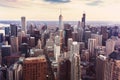 Vintage photo with aerial view of Chicago, Illinois. Royalty Free Stock Photo