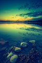 Vintage photo of beautiful lake sunset Royalty Free Stock Photo