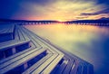 Vintage photo of beautiful sunset over calm lake Royalty Free Stock Photo