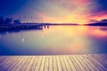 Vintage photo of beautiful sunset over calm lake Royalty Free Stock Photo