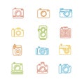 Vintage Photo Camera Colorful Icon Line Art