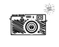 Vintage photo camera doodle style