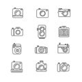 Vintage Photo Camera Icon Line Art. Vector Royalty Free Stock Photo