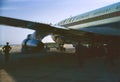 Vintage photo circa 1960s. Qantas plane, Sydney Australia. Royalty Free Stock Photo