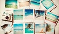 Vintage photo collage with photos of tropical beach and sea. Royalty Free Stock Photo