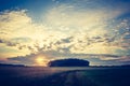 Vintage photo of corn field landscape Royalty Free Stock Photo