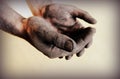 Vintage photo of dirty hands Royalty Free Stock Photo