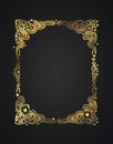 Vintage photo frame border gold on black Royalty Free Stock Photo