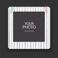 Vintage photo frame with clips. Scrapbook retro design concept. Album template for kid, baby, family or memories Royalty Free Stock Photo