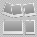 Vintage photo frame different size template with transparent shadow on checkered background Royalty Free Stock Photo