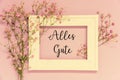 Vintage Photo Frame With Flower Arrangement, Alles Gute Means Best Wishes