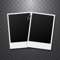 Vintage photo frame mockup secured with a paper clip Royalty Free Stock Photo