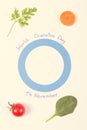 Vintage photo, Vegetables and blue circle as symbol of world diabetes day on white background Royalty Free Stock Photo