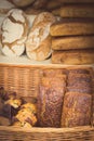 Vintage photo, Freshly baked traditional loaves of rye bread on stall