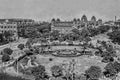 Vintage photo-G.P.O.Building with garden near CSMT Railway Station Bombay