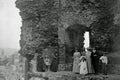 Vintage Photo 1901, Holidaying Family, Aberystwyth Castle, Wales Royalty Free Stock Photo