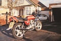 vintage photo of Honda Super Dream motorcycle 1979 transport travel engine chrome Royalty Free Stock Photo