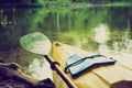 Vintage photo of kayaking by Krutynia river in Poland