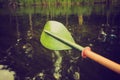 Vintage photo of kayaking by Krutynia river in Poland