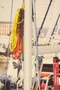 Vintage photo, Parts and detail of sailboat and yacht in port of sailing Royalty Free Stock Photo