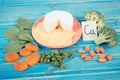 Vintage photo, Products and ingredients containing calcium and dietary fiber, healthy nutrition Royalty Free Stock Photo
