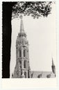 Vintage photo shows closeup of Royal Palace of Budapest Buda Castle in Hungary.