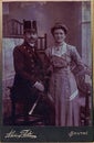 Vintage photo shows the engaged couple. Photo was taken in Austro-Hungarian Empire or also Austro-Hungarian Monarchy, on July 23,