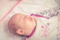 Vintage photo of sleeping adorable quiet baby Royalty Free Stock Photo