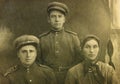 Vintage photo of Soviet military men and woman circa 1934. Retro picture