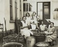 Vintage photo from the start of the 20th century 1900-1910 showing some ladies and nuns with remarkable wimples, Cornettes, and