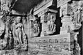 Vintage Photo A stone sculpture in the Ellora caves,