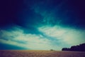 Vintage photo of storm clouds over wheat field Royalty Free Stock Photo