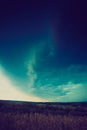 Vintage photo of storm clouds over wheat field Royalty Free Stock Photo