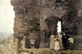 1901 Vintage Photo of Holidaying Family, Aberystwyth Castle, Wales, UK