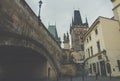 Vintage photo of the Tower of the Charles Bridge, Prague
