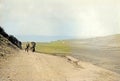 1898 Vintage Photo of Victorian Couple Walking at Clarach Bay, Aberystwyth, Wales, UK