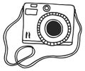 Vintage photocamera icon. Photo doodle. Retro camera