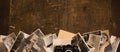 Vintage photos on the old background, with a camera zenith Royalty Free Stock Photo