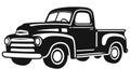 Vintage Pickup Truck Logo vector, Vintage Pickup Truck Logo Monochrome Design Style, Royalty Free Stock Photo