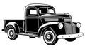 Vintage Pickup Truck Logo Monochrome Design Style, Vintage Pickup Truck Logo vector, Royalty Free Stock Photo