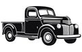 Vintage Pickup Truck Logo Monochrome Design Style, Vintage Pickup Truck Logo vector Royalty Free Stock Photo