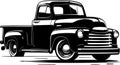Vintage Pickup Truck Logo Monochrome Design Style Royalty Free Stock Photo