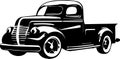 Vintage Pickup Truck Logo Monochrome Design Style Royalty Free Stock Photo