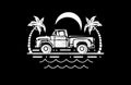 Vintage Pickup Truck Outdoor Vector Illustrative