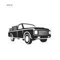 Vintage pickup truck vector illustration. Oldschool american car icon Royalty Free Stock Photo