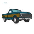 Vintage pickup truck vector illustration. Oldschool american car Royalty Free Stock Photo