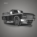 Vintage pickup truck vector illustration. Oldschool american car Royalty Free Stock Photo