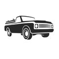 Vintage pickup truck vector illustration. Oldschool american car icon Royalty Free Stock Photo