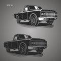 Vintage pickup truck vector illustration. Oldschool american car Royalty Free Stock Photo