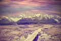 Vintage picture of Andes, Fitz Roy mountain range.